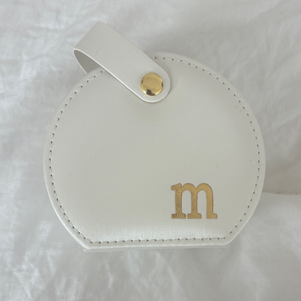 White Leather Jewelry Carrier with Gold Accent